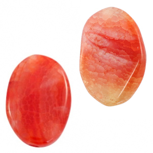 Semi-precious stones oval Orange Red Opal