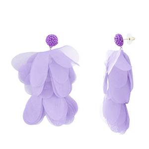 Trendy earrings/earpin chiffon flower Lavender-Gold