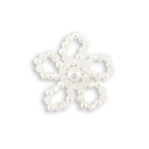 Statement charms top faceted beads & pearl flower Pearl White-Transparent