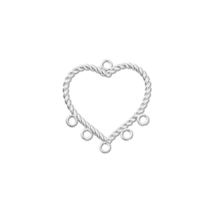 Stainless steel charms heart with 6 eyes Silver