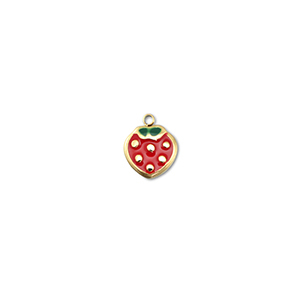 Stainless steel charms strawberry Gold-Red-Green