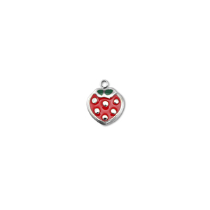 Stainless steel charms strawberry Silver-Red-Green