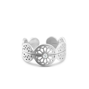 Stainless steel rings flower Silver