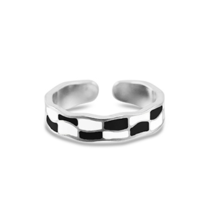 Stainless steel rings chequered Silver
