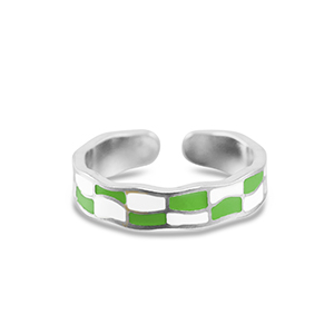 Stainless steel rings chequered Silver