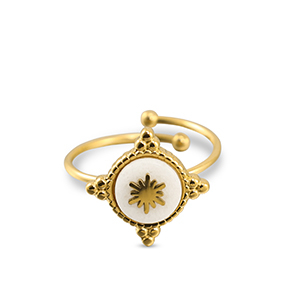 Stainless steel rings snowflake Gold-White