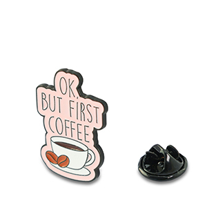 Pins "Ok, but first coffee" Light Pink-White