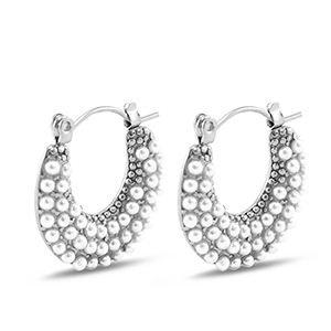 Stainless steel earrings / earpins with imitation pearls Silver