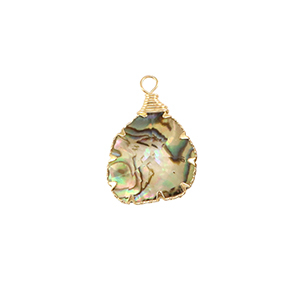 Resin pendants with imitation shell irregular Gold-Ocean Green