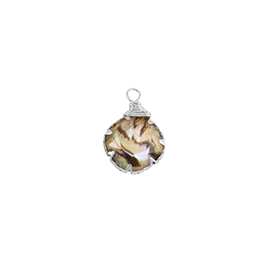 Resin pendants with imitation shell round Silver-Taupe