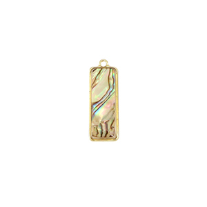 Resin pendants with imitation shell rectangle Gold-Taupe