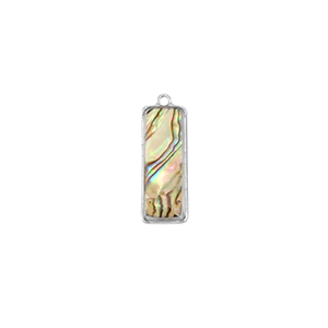 Resin pendants with imitation shell rectangle Silver-Taupe