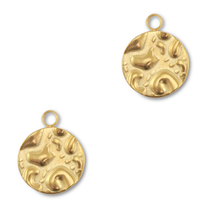 Stainless steel charms round Gold