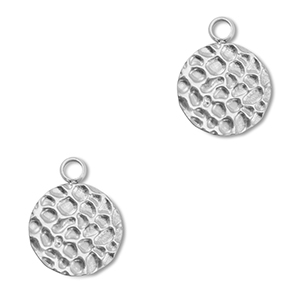 Stainless steel charms round Silver