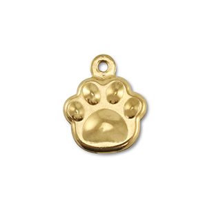 Stainless steel charms dog paw Gold