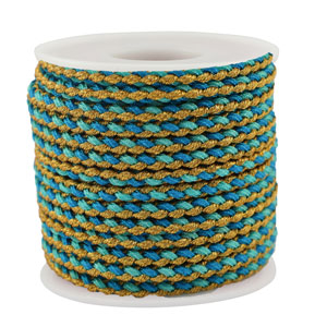 Trendy cord braided 3mm Turquoise-Blue-Gold