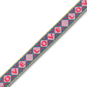 Ribbon text "Love" Turquoise Blue-Pink-Red-Gold