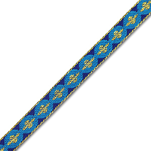 Ribbon text round with cross Blue-Gold