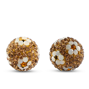 Bohemian beads round Taupe Brown-White