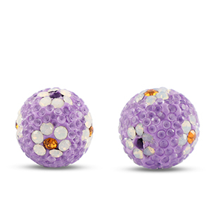 Bohemian beads round Purple-White