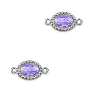 Stainless steel connectors zirconia oval Silver-Purple