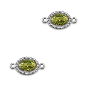 Stainless steel connectors zirconia oval Silver-Lime Green