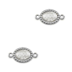 Stainless steel connectors zirconia oval Silver-Transparent