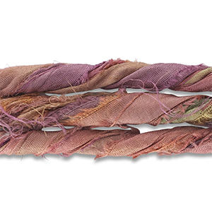 Silk sari ribbons Lilac-Green-Brown