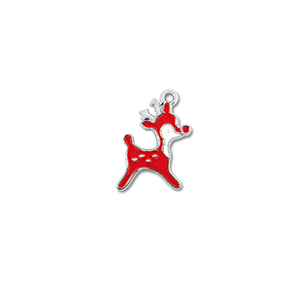 Metal charms reindeer Silver-Red-White