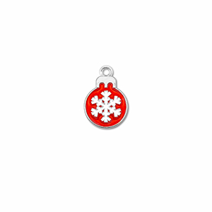 Metal charms christmas bauble Silver-Red-White