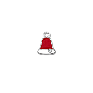 Metal charms zirconia christmas bell Silver-Red-White