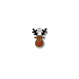 Metal charms reindeer Silver-Brown-Red-Black
