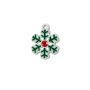 Metal charms zirconia snowflake Silver-Green-Red