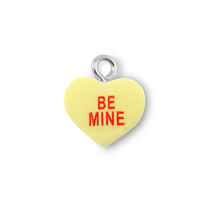 Resin pendants heart "BE MINE" Light Yellow-Red
