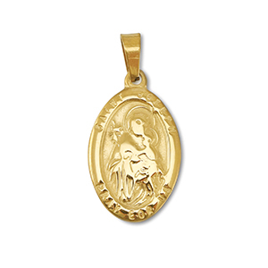 Stainless steel charms oval "Saint Joseph" Gold