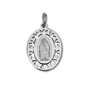 Stainless steel charms oval religious Silver
