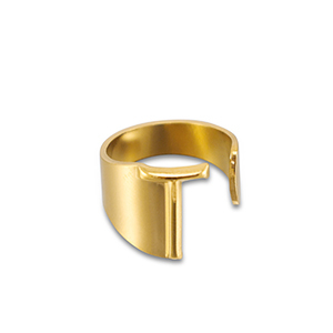 Stainless steel rings letter T Gold