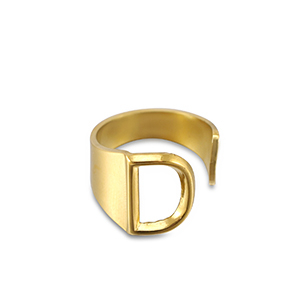 Stainless steel rings letter D Gold