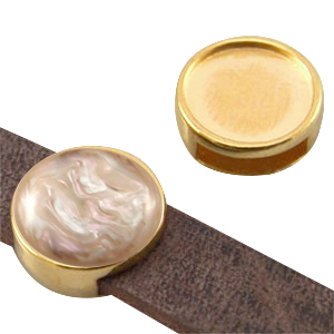 DQ European metal slider setting for 12mm cabochon (for 10mm flat leather) Gold (nickel free)