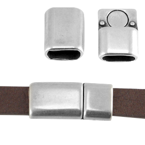 DQ European metal magnetic clasp for 10mm flat leather Antique Silver (nickel free)