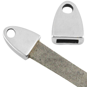 DQ European metal end cap with loop Antique Silver (nickel free)