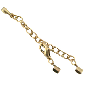 DQ metal extension chain set with lobster clasp and 2mm clip Antique bronze (nickel free)