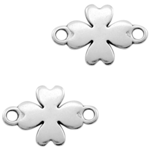 DQ European metal charms connector clover Antique Silver (nickel free)