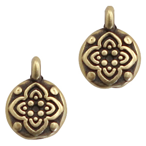DQ European metal charms with flower Antique Bronze (nickel free)