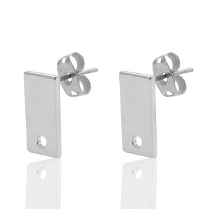 DQ European metal findings earpin recktangle 6x12mm Antique Silver (nickel free)
