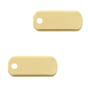DQ European metal charms tag oblong 5x12mm Gold (nickel free)