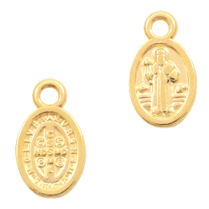 DQ European metal charms Jesus oval Gold (nickel free)