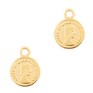 DQ European metal charms coin 8mm Gold (nickel free)
