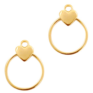 DQ European metal charms heart with ring Gold (nickel free)