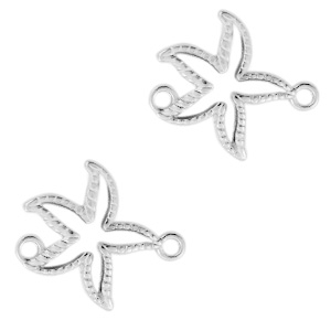 DQ European metal charms connector starfish Antique Silver (nickel free)